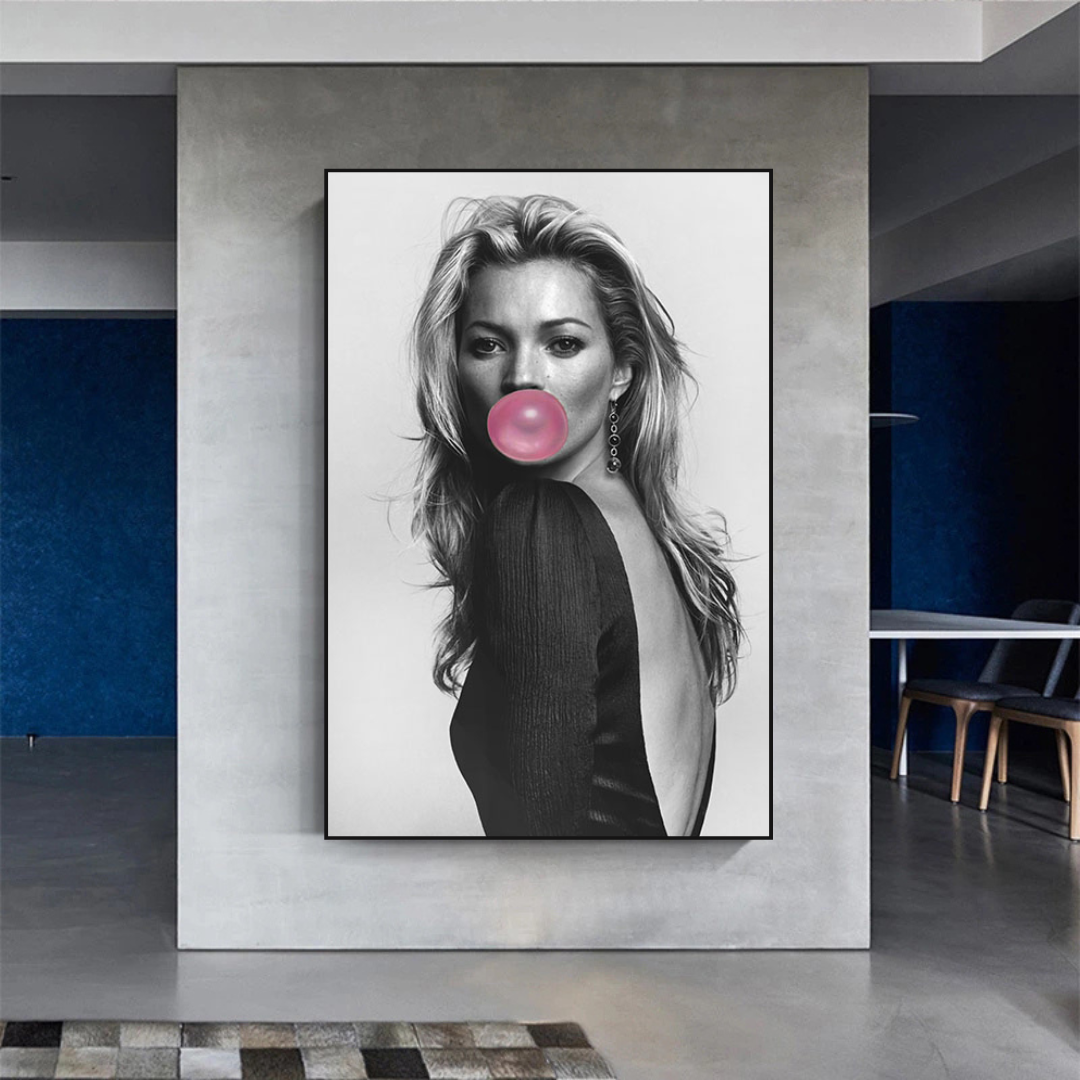 Kate Moss Chewing Gum Art - Unique Pop Art Masterpieces for Home & Office Decor | Celebrity-Inspired Wall Art Collection