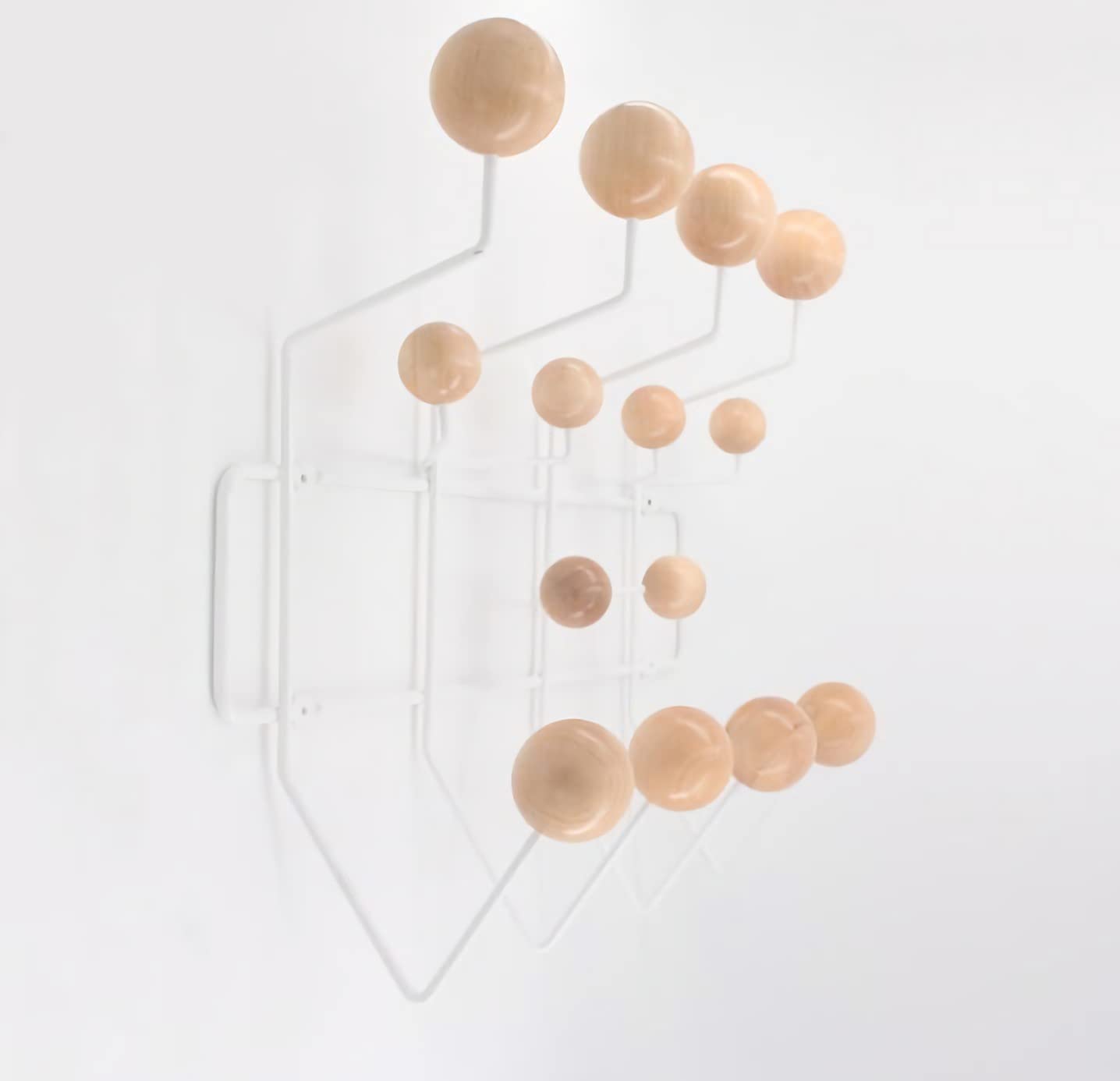 SHISEDECO Classic Mid Century Coat Rack - Wall Mounted Entryway Organizer with Painted Solid Wooden Hooks (White Frame & Natural Wood, Multi-Color Options) - Perfect for Hallway, Bedroom & Mudroom Organization