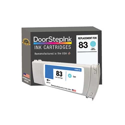 USA Remanufactured HP 83 Cyan C4941A Ink Cartridge Replacement for HP DesignJet 5000/5500/5500ps Printers | High-Quality & Eco-Friendly | Perfect for Large-Format Printing, Architectural Drawings & CAD Designs