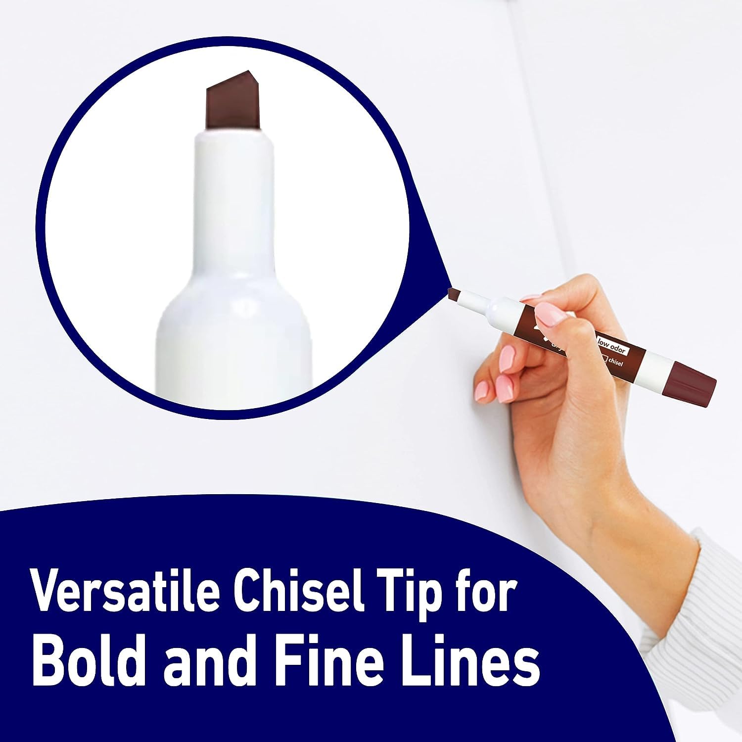 Premium Dry Erase Markers Set - 8 Chisel Tip Whiteboard Markers with Magnetic Holder & Eraser | Low Odor, Non-Toxic | Ideal for Classroom, Office, Home & Online Teaching Whiteboards
