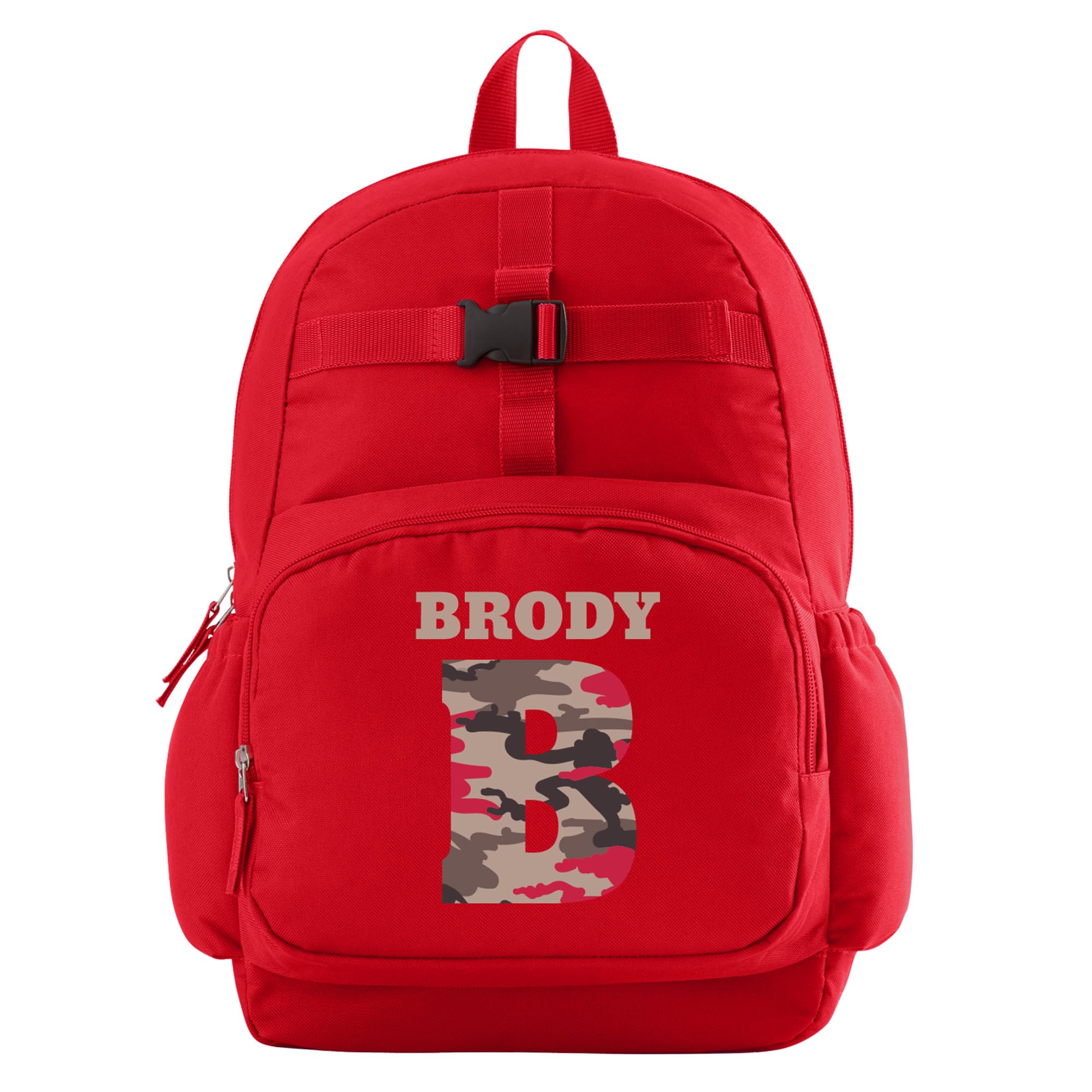 **Personalized Kids Backpack for School - Custom Bookbag with Lunch Box - Durable Red Camo Design - Perfect for School, Travel & Day Trips**