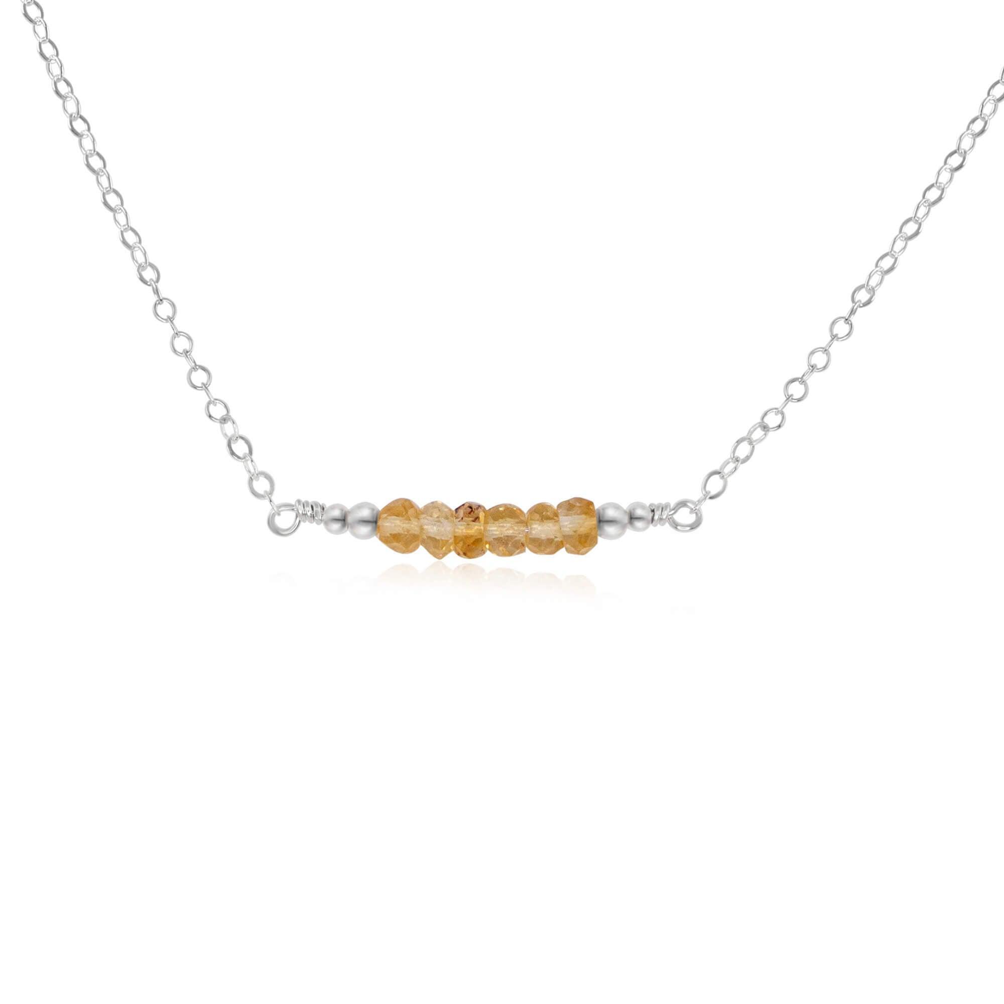 Sparkling Yellow Citrine Faceted Bead Bar Necklace - Elegant Gemstone Jewelry for Women, Perfect for Parties, Weddings & Special Occasions