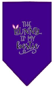 Bunny is My Bestie Screen Print Bandana - Soft Cotton Pet Bandanas in Multiple Colors - Perfect for Dog & Cat Accessories, Pet Parties & Photo Shoots