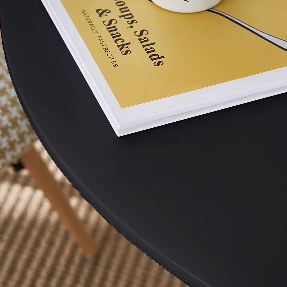 Modern Round Dining Table 31.5 Inch - Black Kitchen & Dining Room Furniture with Colored Top | Perfect for Small Spaces, Breakfast Nooks, Apartments & Cozy Family Meals
