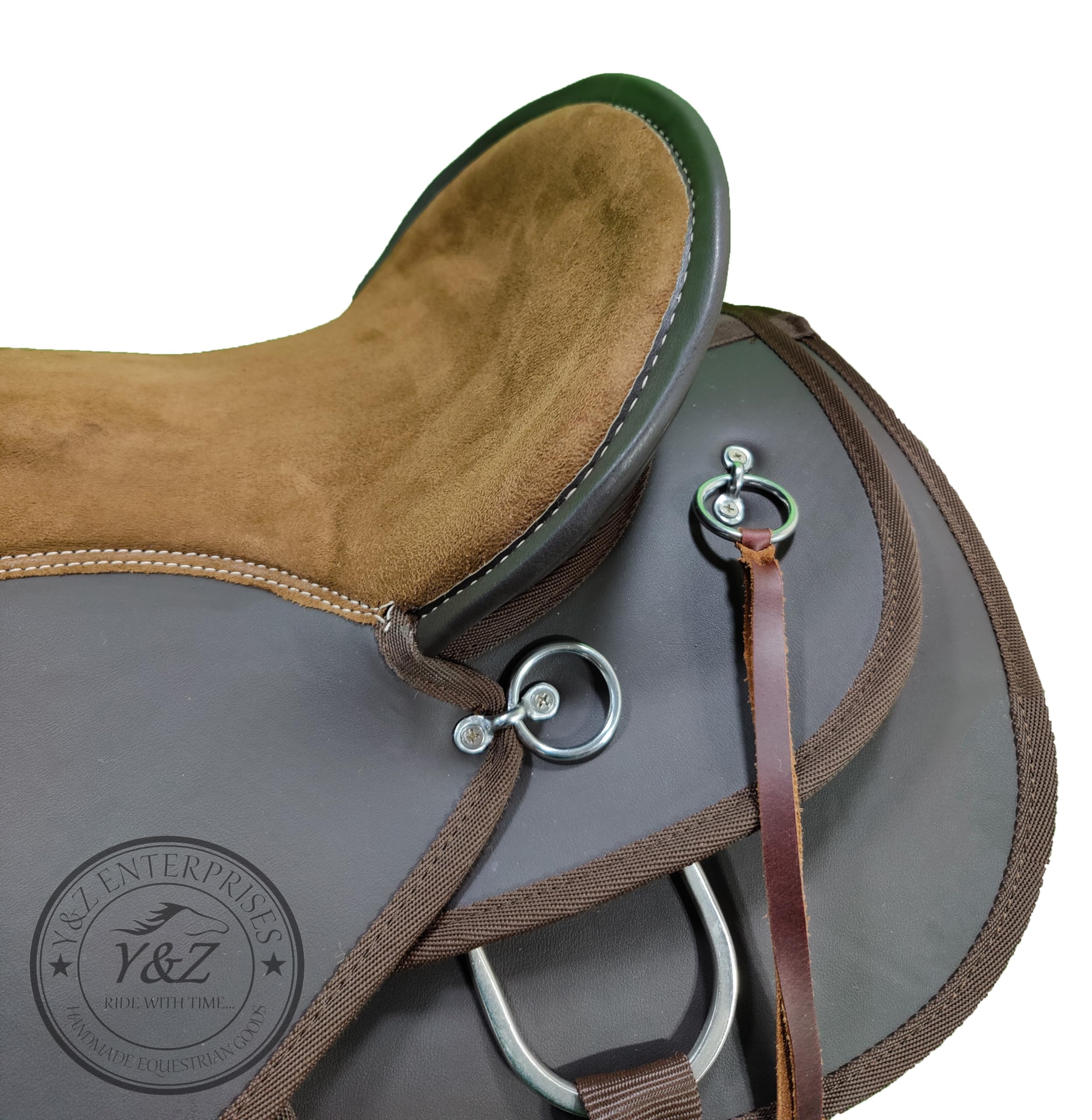 Lightweight Synthetic Western Barrel Racing Horse Saddle with Pad - Complete Track Set Includes Headstall, Breastplate & Reins (12
