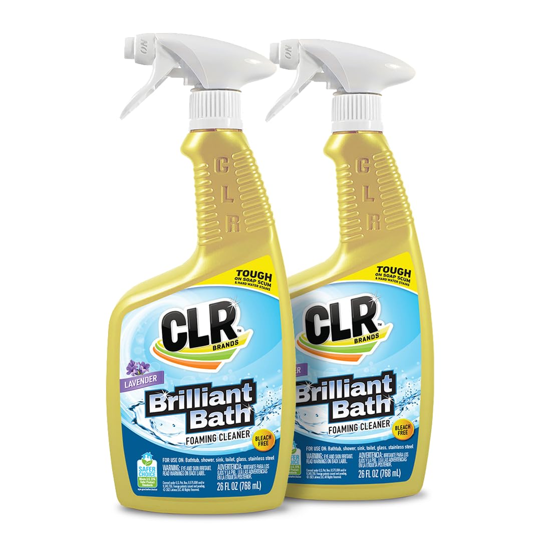 CLR Brilliant Bath Foaming Action Bathroom Cleaner Spray - 26oz (Pack of 2) - Powerful Toilet, Shower, Sink & Stainless Steel Cleaner with Refreshing Lavender Scent - Ideal for Deep Cleaning Bathrooms, Kitchens & Glass Surfaces