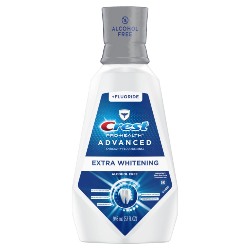 Crest Pro-Health Advanced Alcohol Free Mouthwash for Teeth Whitening - Energizing Mint Flavor, 946 mL (32 fl oz) - Freshens Breath & Fights Cavities for Daily Oral Care at Home or Travel