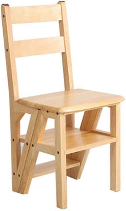 Multifunctional Wooden Step Stool Ladder - Foldable, Sturdy & Space-Saving for Home, Library & Loft - Perfect as Shelf or Chair (Color: Natural Wood) - Ideal for Reaching High Shelves, Home Organization & Kids' Step Stool