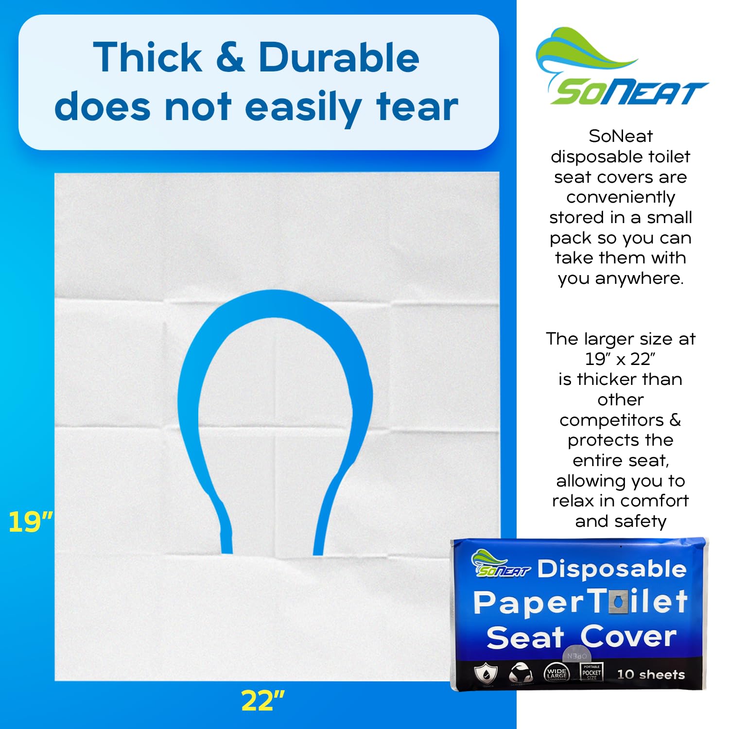 Disposable Toilet Seat Covers for Travel - 40 XL Flushable Sheets | Waterproof & Hygienic Protection for Kids & Adults | Perfect for Airports, Camping & Public Restrooms