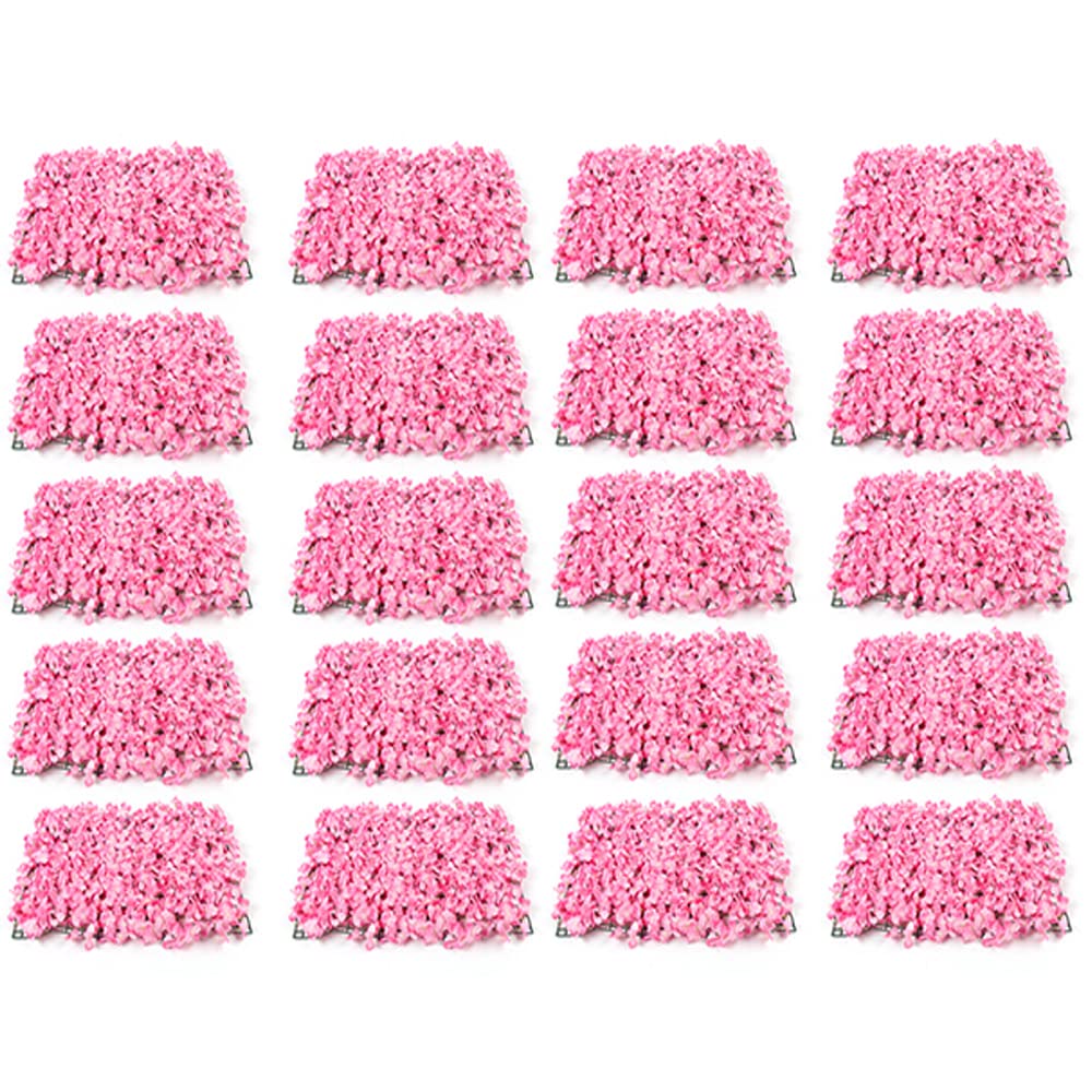 TBVECHI Artificial Flower Wall Panels - 20-Piece Pink Floral Backdrop for Wedding, Party, Home Decor (60x40cm/24''x16'') - Perfect for Photo Booths, Baby Showers & Event Decorations