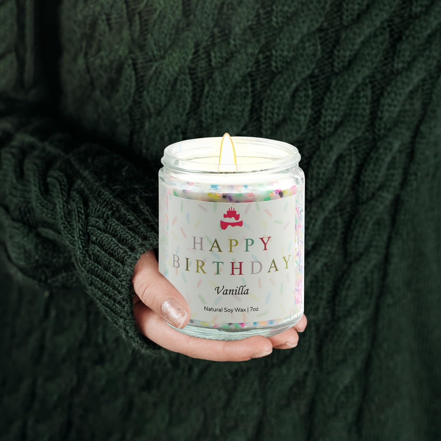 Lihome Happy Birthday Soy Wax Candle - Vanilla Scented Birthday Gift for Women, Men, Mom, Dad, Sister, Teacher & Friends - Natural Aromatherapy Candle for Home Decor, Relaxation & Celebration