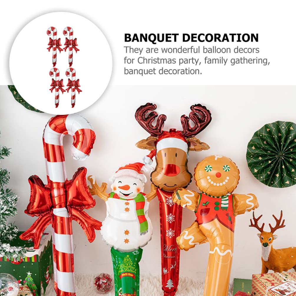 20pcs Inflatable Candy Cane Balloons - Christmas Decorations for Home, Party & Holiday Decor - Durable Aluminum Film Thunder Stick Balloons - Perfect for Xmas Tree Decor, Gift Wrapping & Festive Celebrations