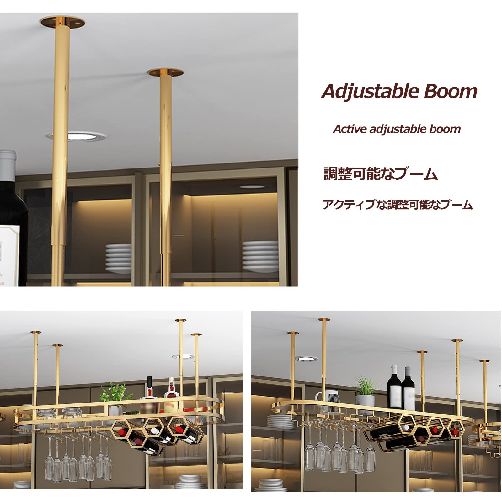 Yofsza Wall Mounted Wine Rack with Stemware Holder - Floating Bar Shelf for Kitchen, Dining Room & Home Decor - Hanging Wine Bottle Organizer (100x35cm) - Perfect for Small Spaces, Apartment Living & Entertaining Guests