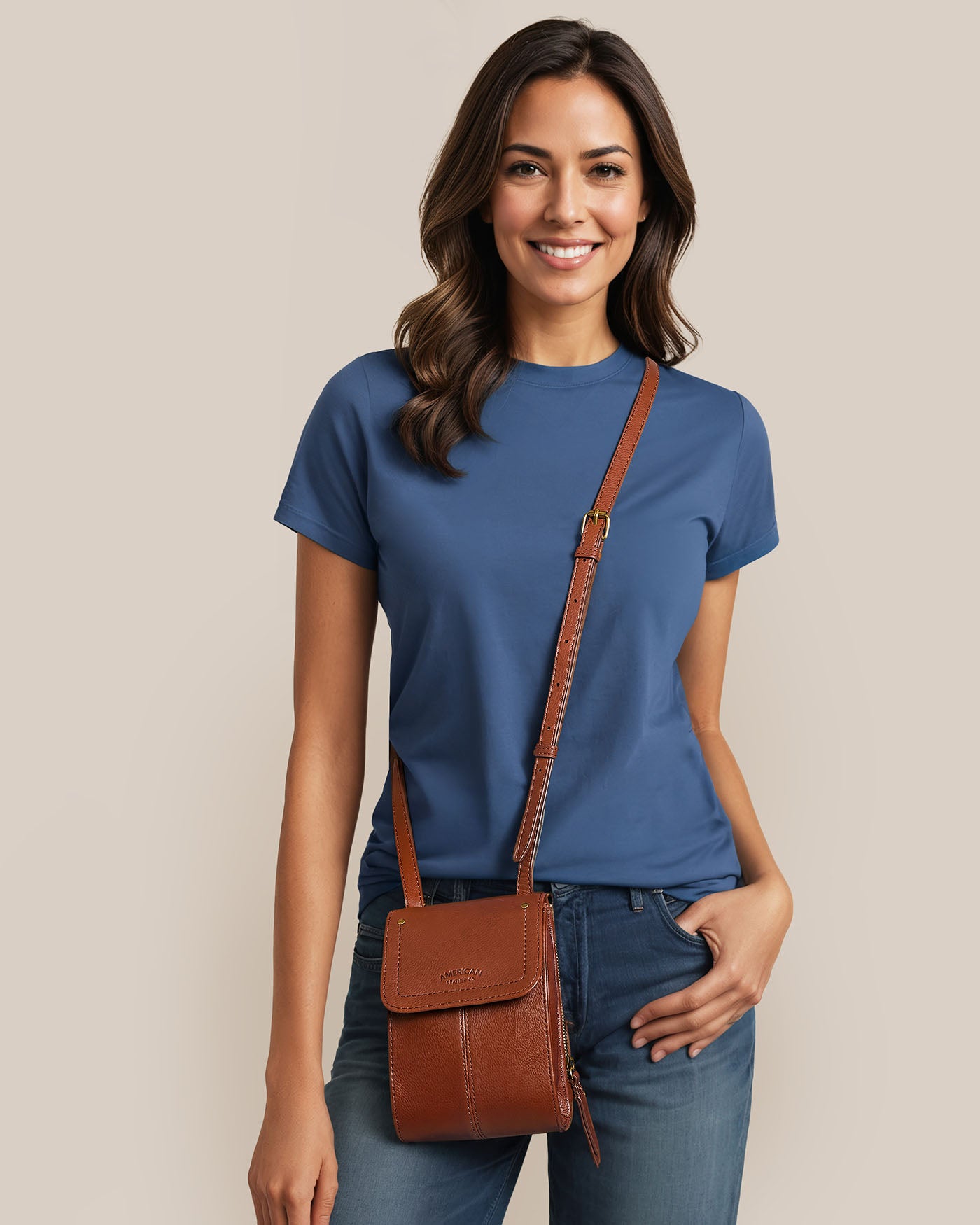 Kansas Phone Crossbody Bag for Women - Small Leather Cell Phone Purse with Adjustable Strap - Perfect for Travel, Shopping & Everyday Use