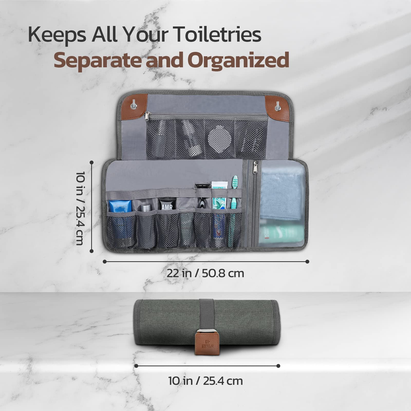 Water-Resistant Men's Travel Toiletry Bag - Compact Bathroom Organizer for Hygiene & Shaving Kit (6. Mystery Gray, Polyester) | Perfect for Business Trips, Gym & Vacation Essentials | Stylish Gift for Men