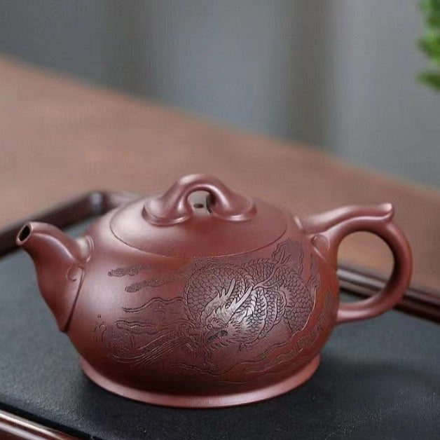Handmade Zisha Dragon Teapot by Artist MU Ming Long (Level 2 2019) - Premium Di Cao Qing Clay - Perfect for Chinese Tea Ceremony & Home Decor