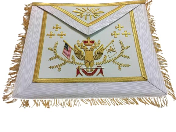 33rd Degree Masonic Regalia - A.A.S.R Rose Croix Apron with Wings Up/Down, Collar & Gauntlets Cuffs - Premium Free Mason 33° Accessories for Rituals & Ceremonies - Perfect for Scottish Rite Events, Lodge Meetings & Masonic Gatherings