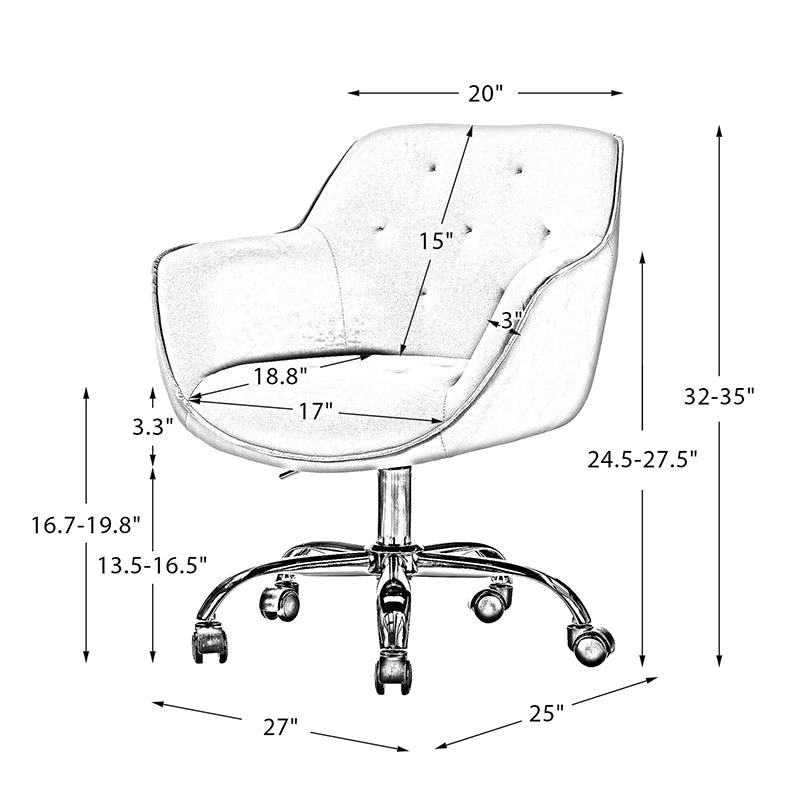 Premium Jovida Velvet Tufted Office Chair - Ergonomic Executive Desk Chair with Adjustable Height for Home & Office Workspaces - Perfect for Work, Study, and Gaming