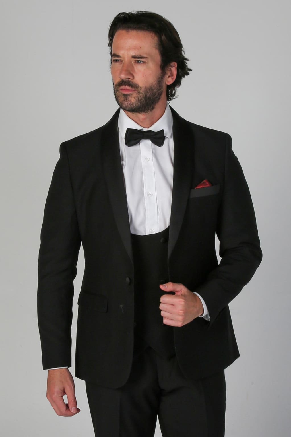 Ford Men's Black Three Piece Tuxedo Suit - Formal Wedding, Prom & Evening Wear for Special Occasions