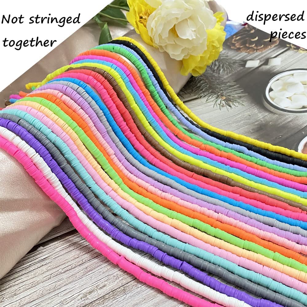 3000pcs 6mm Beige Heishi Beads - Polymer Clay Spacer Beads for Jewelry Making, DIY Bracelets, Necklaces & Earrings - Flat Round Craft Beads for Handmade Accessories (Perfect for Boho, Macrame & Beading Projects)