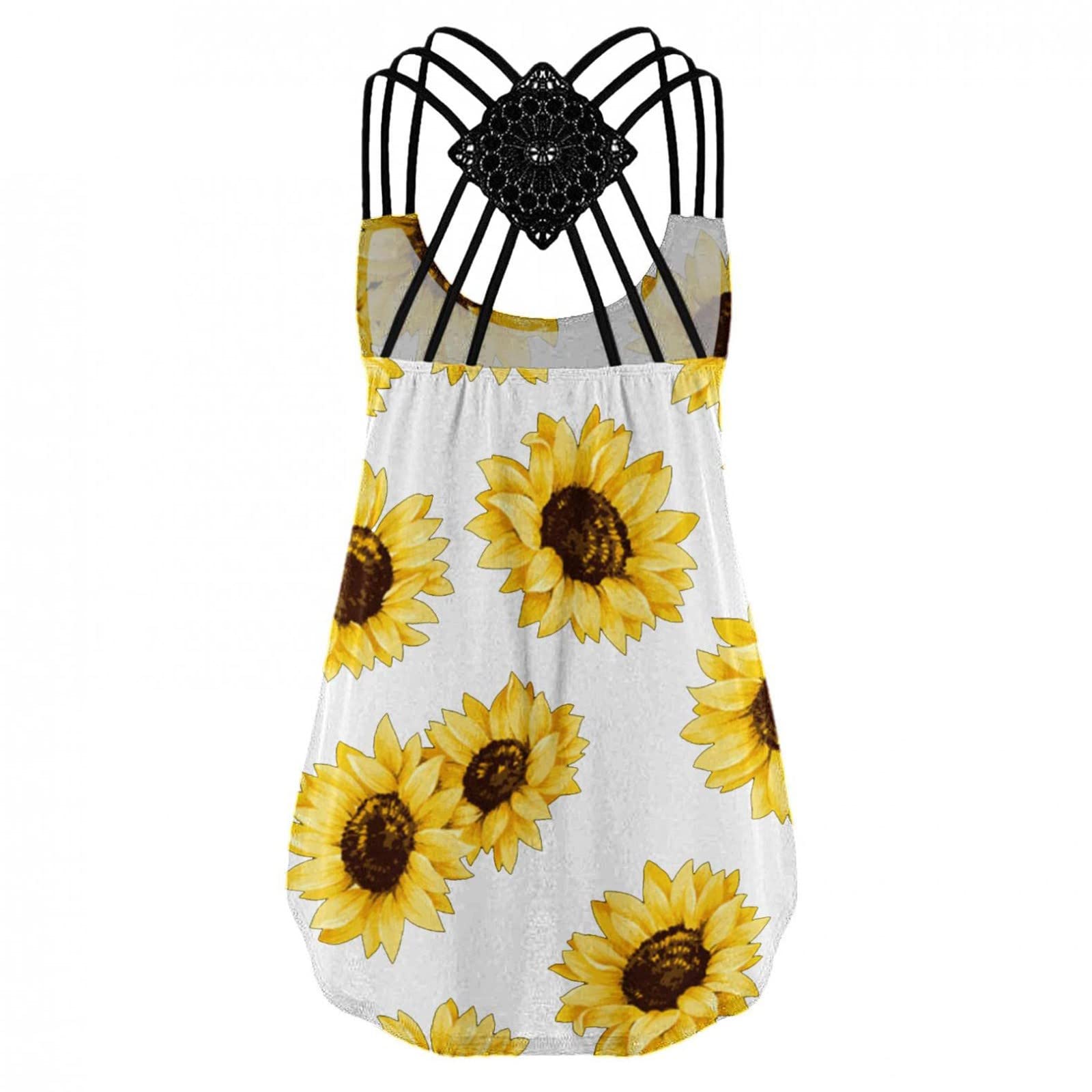 Floral Tank Top for Women - Summer Sleeveless U-Neck Blouse with High Low Hem | Trendy Casual Loose Tunic Top | Perfect for Beach, Vacation & Everyday Wear