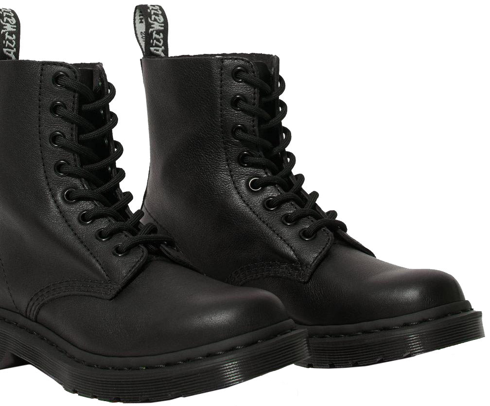 Dr. Martens 1460 Pascal Mono Virginia Leather Boots for Women - Classic 8-Eye Ankle Boots for Everyday Wear & Fashion Outfits