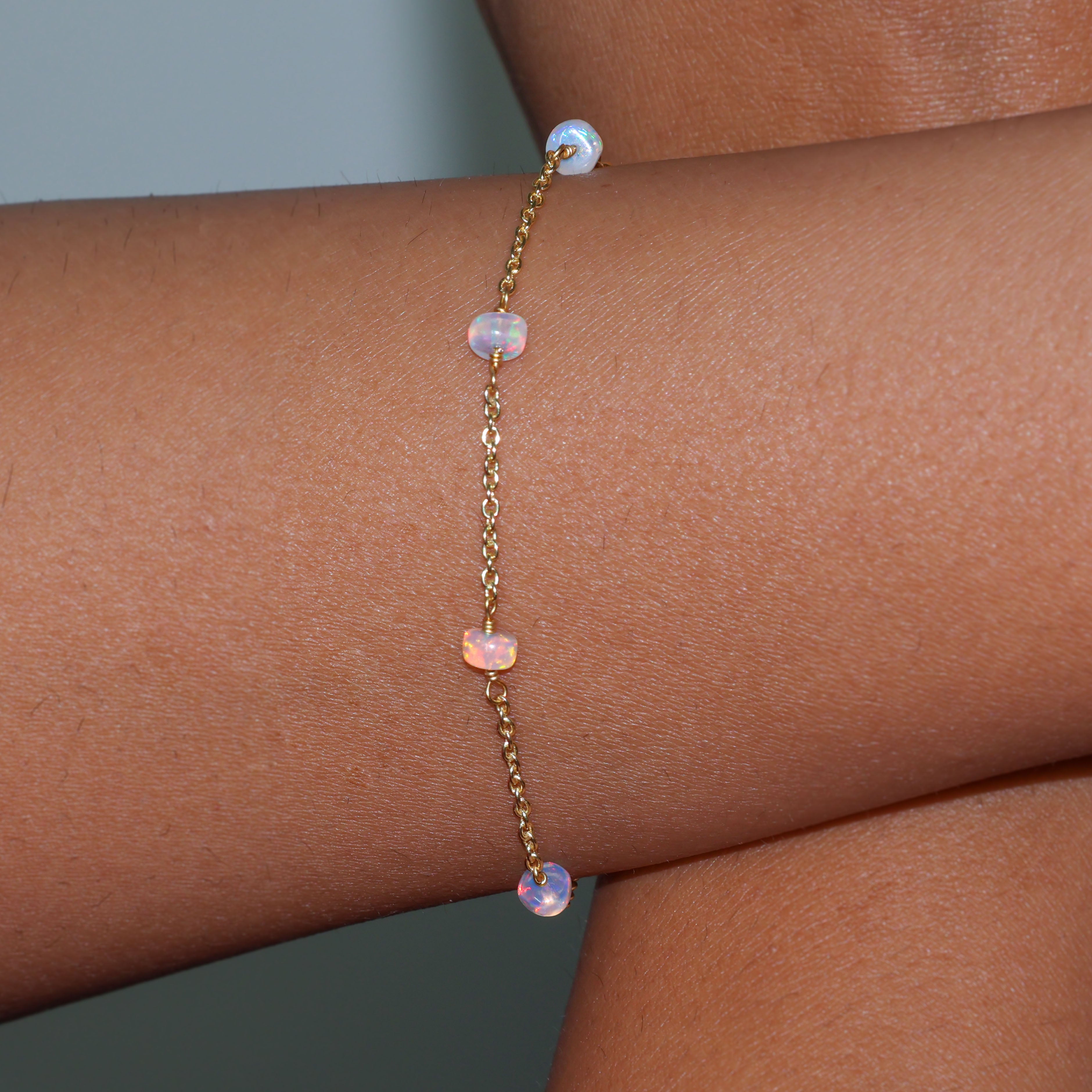 6-8 Inch Pearly White Opal Smooth Bead Chain Bracelet for Women - Elegant Jewelry Gift for Wedding, Party & Everyday Wear