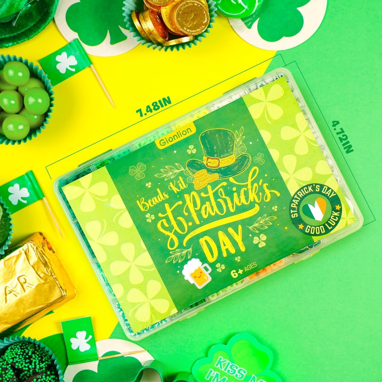 Gionlion 3000 Pcs St. Patrick's Day Beads Kit - DIY Green Clay Beads for Friendship Bracelets, Women's Jewelry Making & Party Decorations | Perfect for Crafting, Gifts & Irish-Themed Celebrations