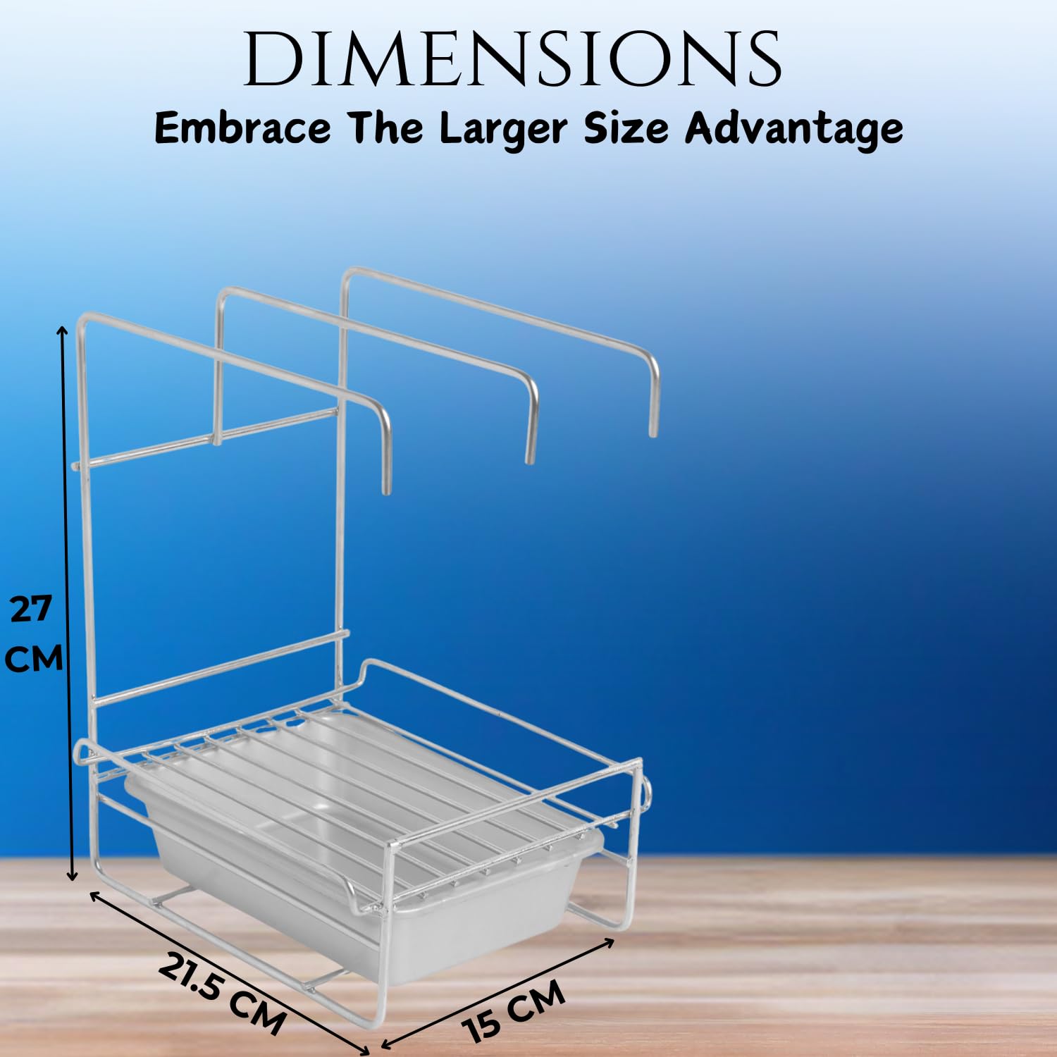 Premium Stainless Steel Sink Organizer with Drip Tray & Adhesive Sticker - Countertop Kitchen Sink Rack for Sponge, Soap & Utensils - Space Saving Bathroom & Kitchen Organizer for Tidy Home (Ideal for Small Apartments & RVs)