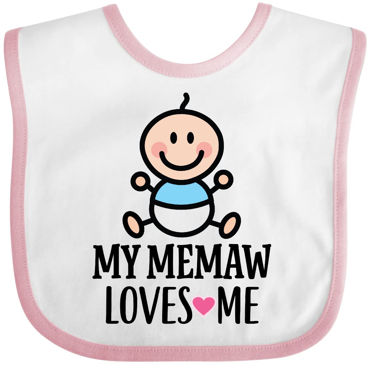 Inktastic My Memaw Loves Me Baby Boy Bib - Soft Cotton Drool Bib for Infants - Perfect for Feeding, Teething & Everyday Use