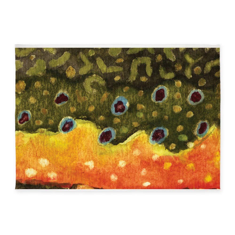 Brook Trout Fly Fishing 5'x7' Decorative Area Rug - Non-Slip Throw Rug for Living Room, Bedroom & Cabin Decor - Perfect for Angler Gifts & Fishing Lodge Decor