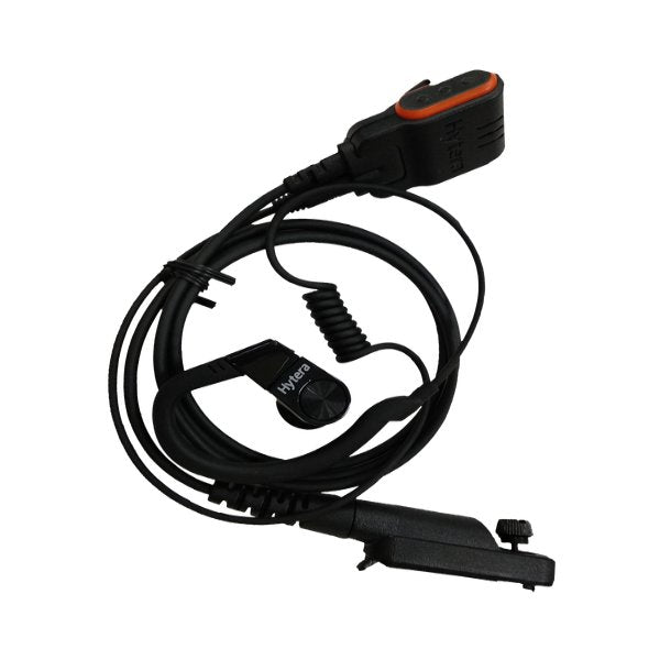 Hytera EHN33 C Style Earloop Earpiece with PTT & Mic Cable - Secure Fit Communication Headset for Two-Way Radios, Police, Security & Construction Work