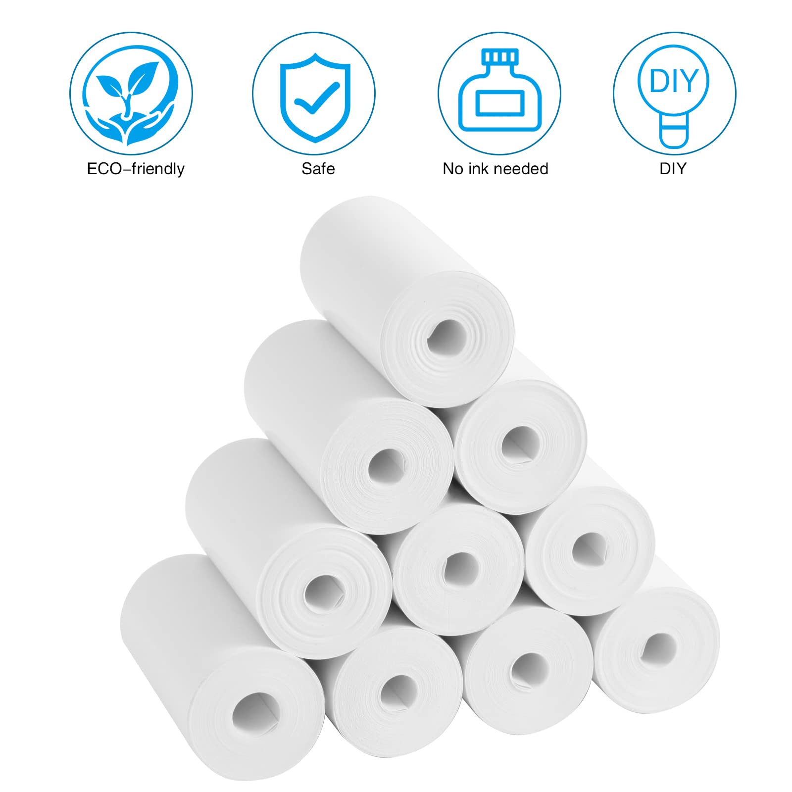 10 Rolls Premium Thermal Print Paper for Kids Instant Camera - 57x30mm Photo Printer Refill Paper - Perfect for Birthday Parties, Travel Memories & Creative Art Projects