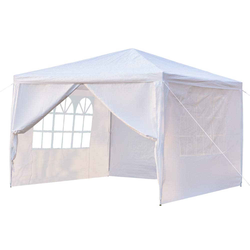 10'x10' Pop Up Canopy Tent - Instant Outdoor Gazebo with 4 Sidewalls & Carry Bag - Waterproof Shade Shelter for Parties, Weddings, BBQ, Beach, Market Stalls & Car Protection - Commercial Grade Portable Tent for Outdoor Events & Camping