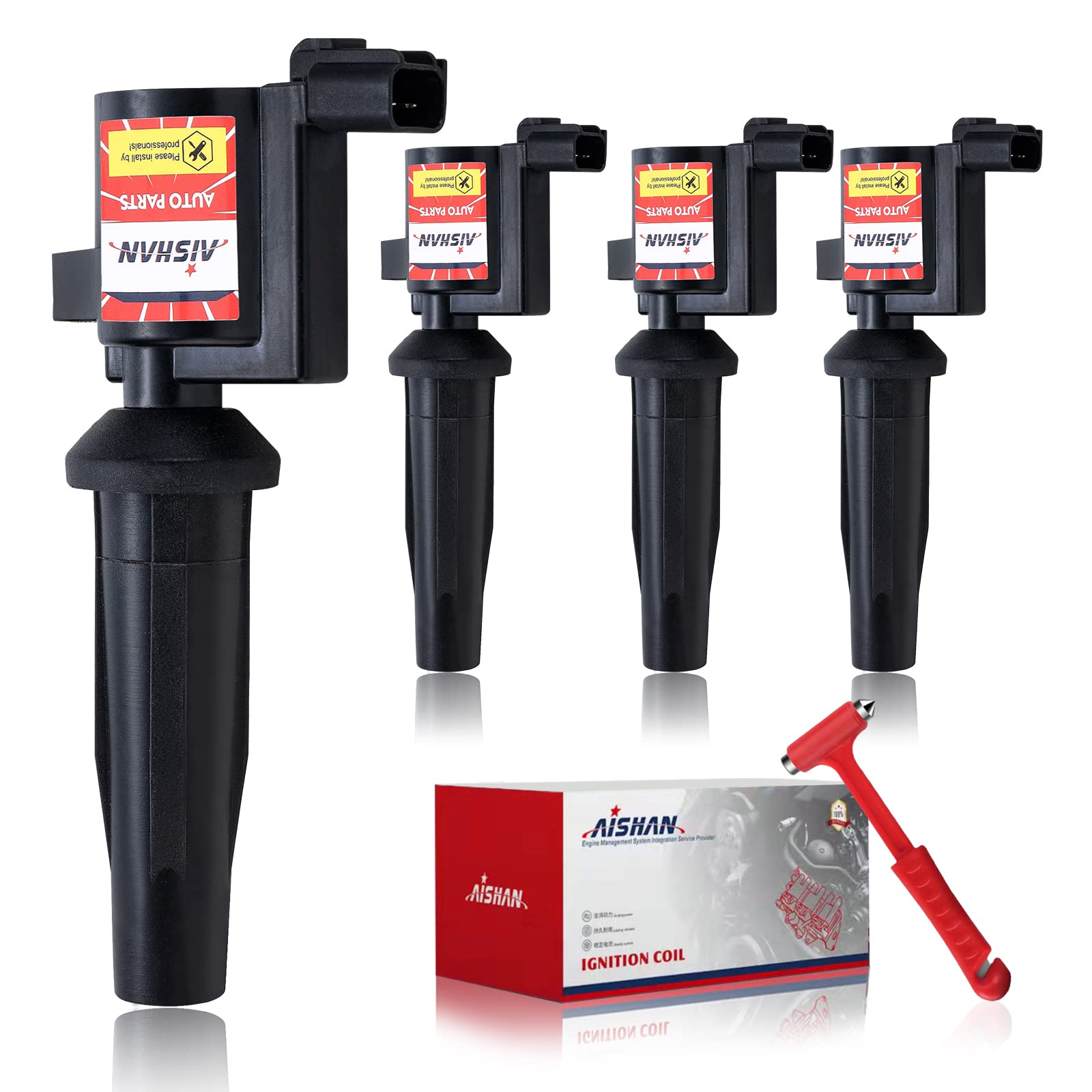4-Pack Ignition Coil Set Compatible with Ford Escape, Focus, Fusion, Transit Connect, Mercury Mariner 2003-2013 2.0L 2.3L 2.5L Engines | Replacement for FD505, DG541, DG507 | Improves Engine Performance & Fuel Efficiency