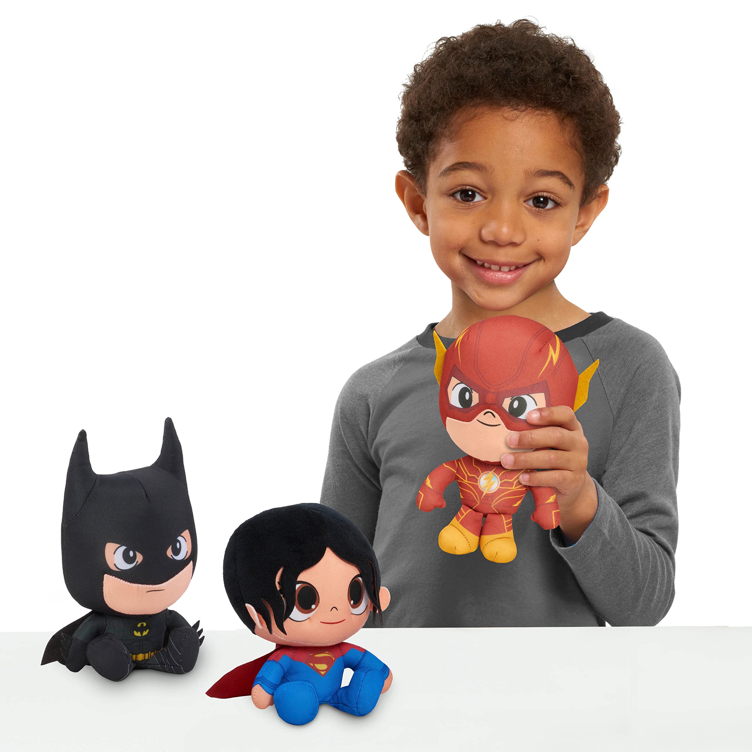 The Flash Movie 7-Inch Plush Toys 3-Pack - Includes The Flash, Batman & Supergirl - Soft Stuffed Animals for Kids Ages 3+ by Just Play - Perfect for Playtime, Collecting & Superhero-Themed Gifts