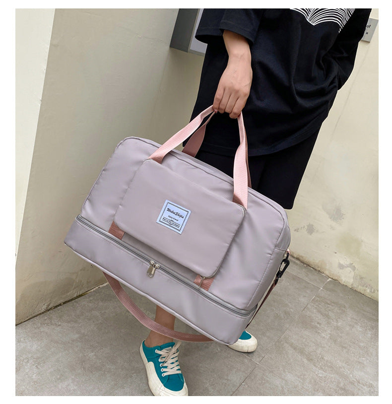 Foldable Travel Duffel Bag for Women - Lightweight Sports Gym Tote with Shoulder Strap - Perfect for Workout, Yoga, Beach & Weekend Getaways