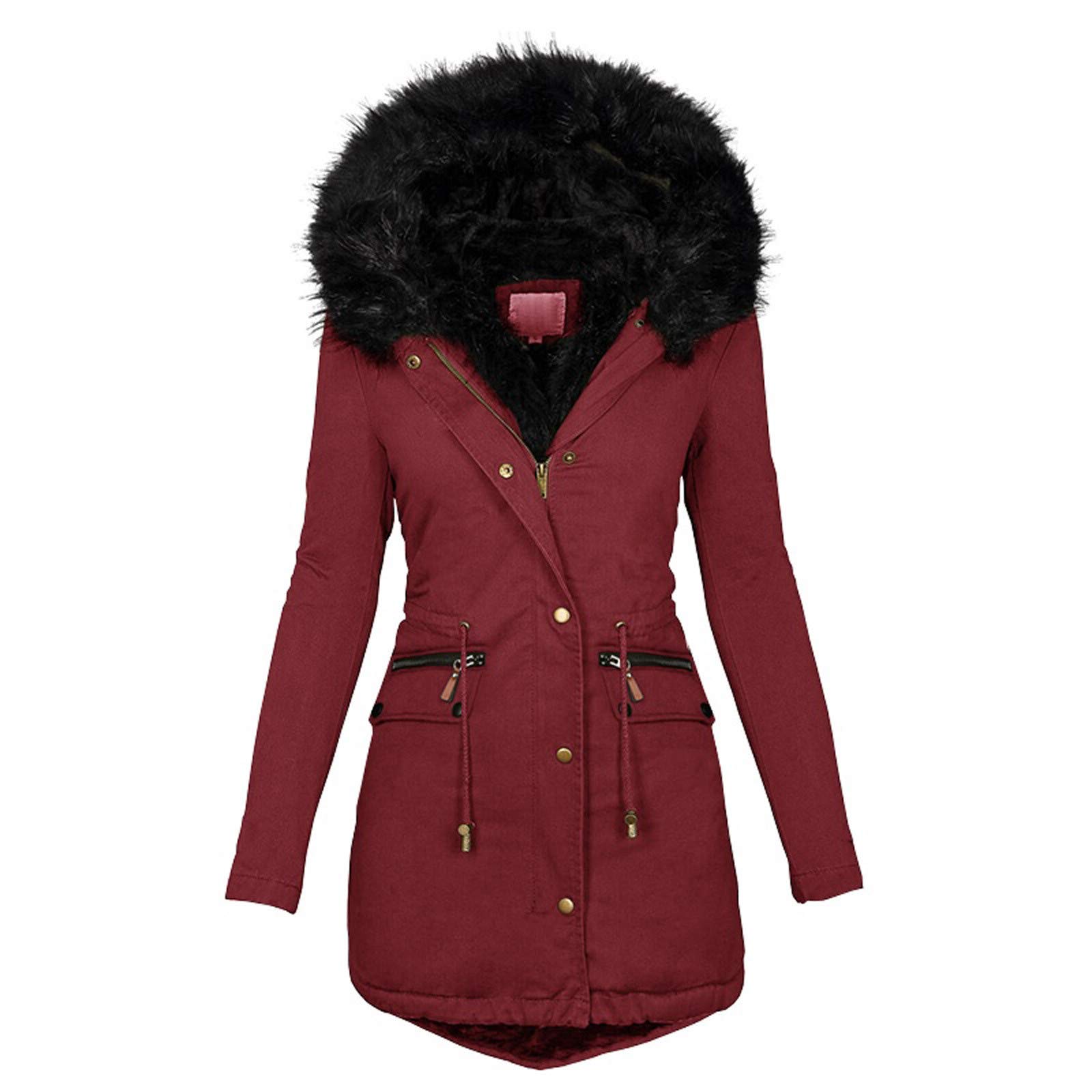Women's Winter Coat with Faux Fur Collar - Windproof Down Jacket, Warm Padded Hooded Coat for Casual Wear | Perfect for Snowy Days & Outdoor Activities