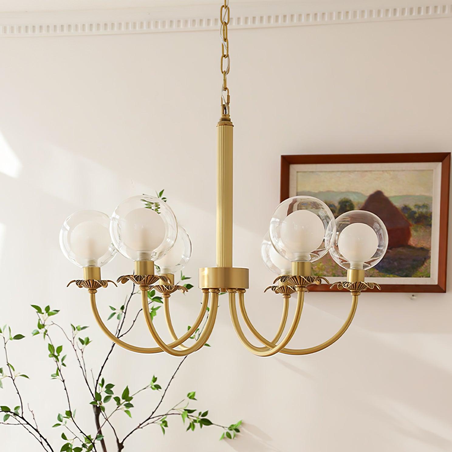 Elegant Aureate Radiance Glass Chandelier - Modern Crystal Ceiling Light Fixture for Dining Room, Living Room & Bedroom Decor