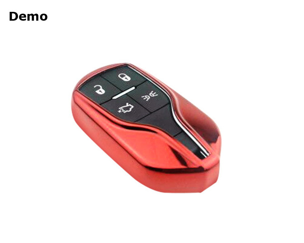 Premium Chrome Black TPU Key Fob Case Cover for 2013+ Maserati Quattroporte & Ghibli, 2017+ Levante - Durable Protection & Stylish Design for Car Keys