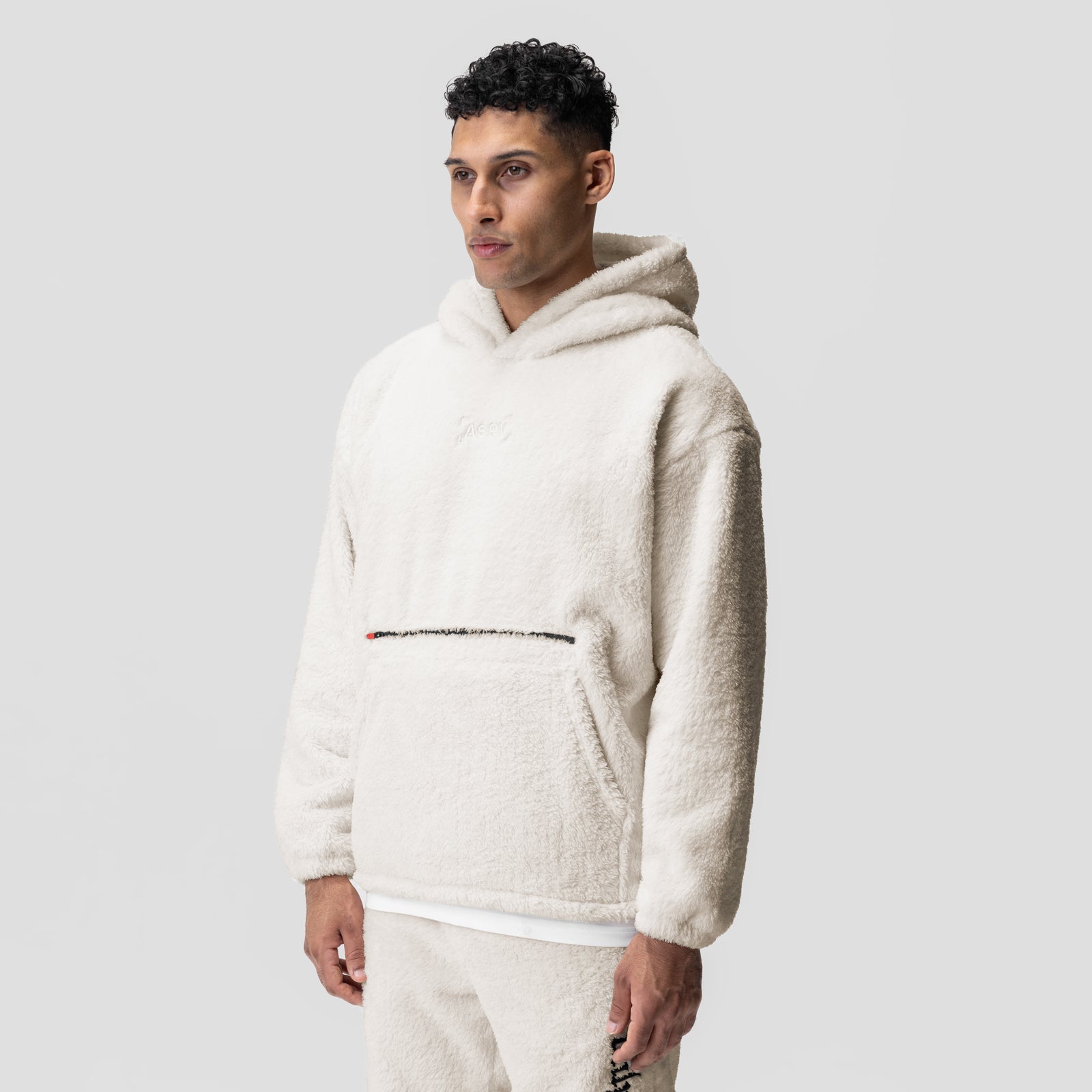 Sherpa Recovery Hoodie for Men & Women - Ivory Cream/Black Wings - Cozy Fleece-Lined Pullover for Post-Workout, Lounge & Outdoor Activities