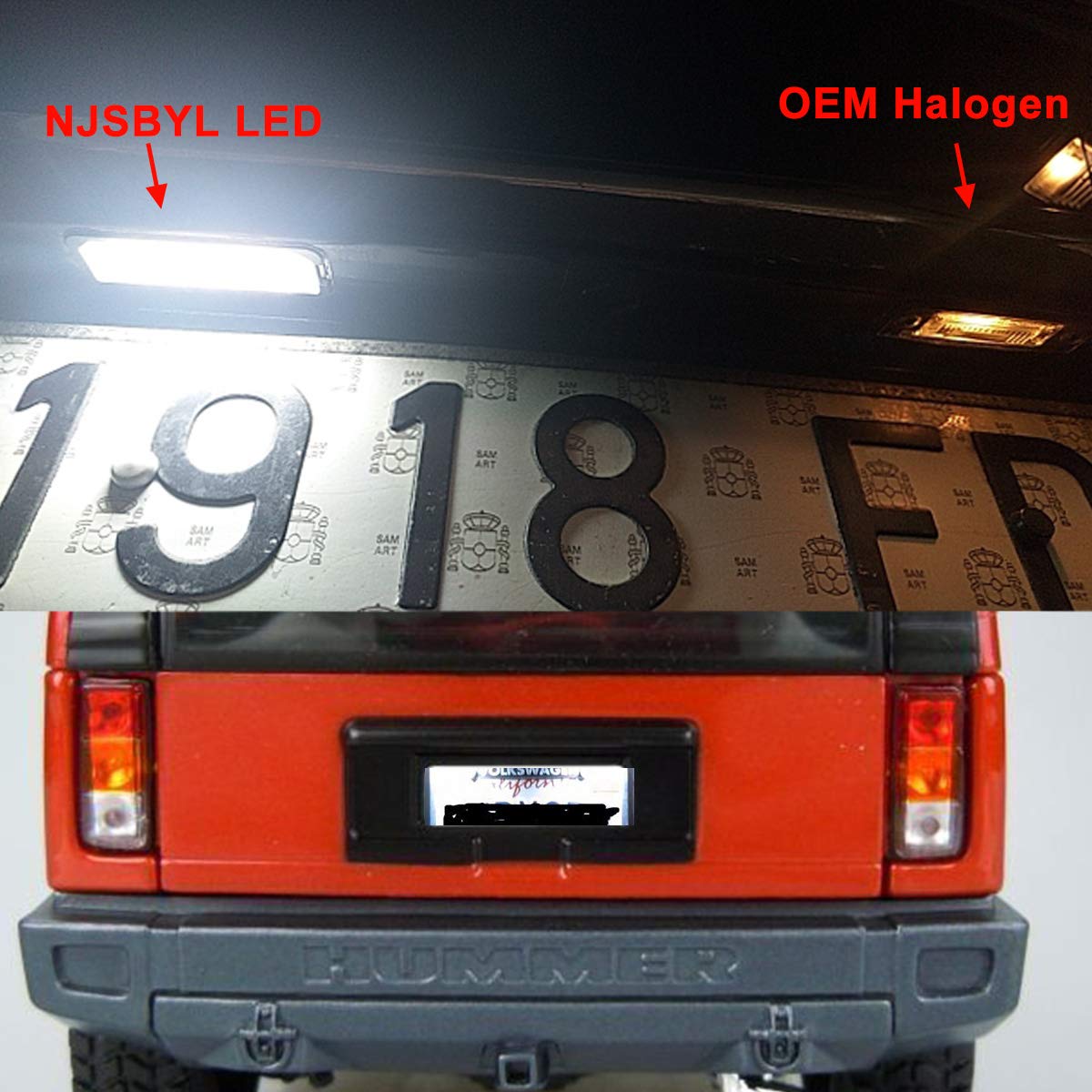 2-Pack H2 LED License Plate Lights - Xenon White Bulbs for 2003-2007 Hummer H2 - Waterproof & Easy Installation - Perfect for Night Driving & Off-Road Adventures