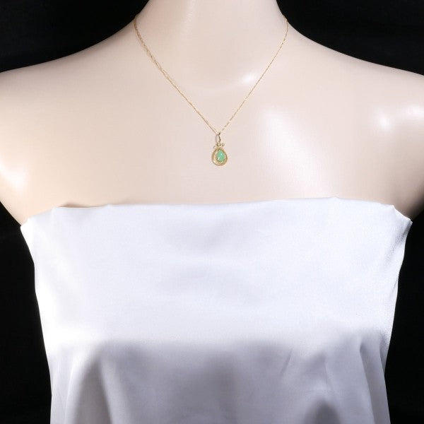 18K Yellow Gold Chrysoprase Necklace for Women - Elegant Green Gemstone Pendant Jewelry Gift for Birthday, Anniversary & Special Occasions