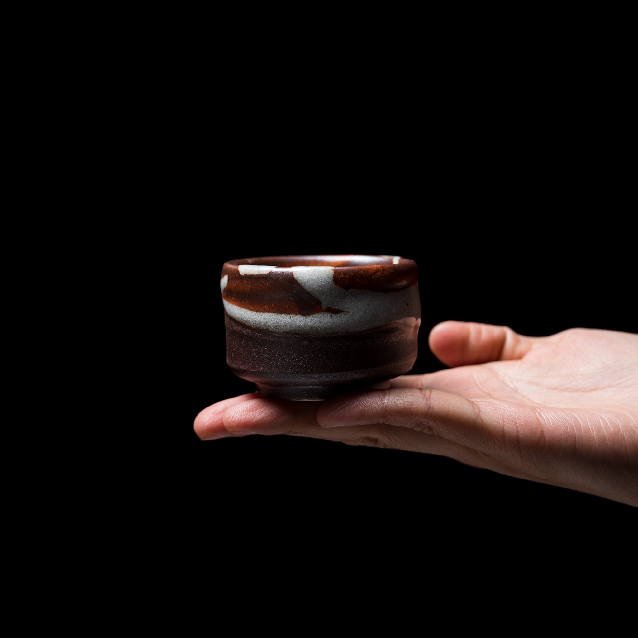 Handmade Japanese Pottery Sake Cup - Remaining Snow Design - Traditional Ceramic Guinomis for Sake Tasting, Japanese Dining & Home Decor