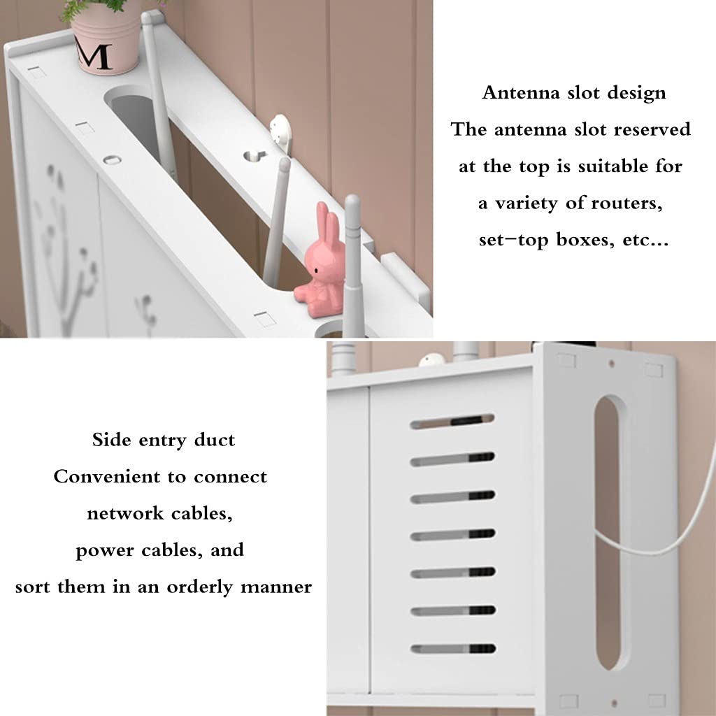 Wall Mount Shelf with Cable Organizer - WiFi Storage Box for Home & Office (48×11.5×24cm)