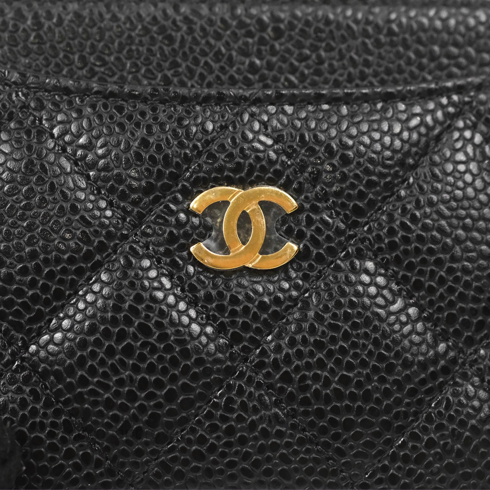 Chanel Classic Flat Card Holder in Black Caviar Leather with Gold Hardware - Luxury Compact Wallet for Everyday Use & Travel