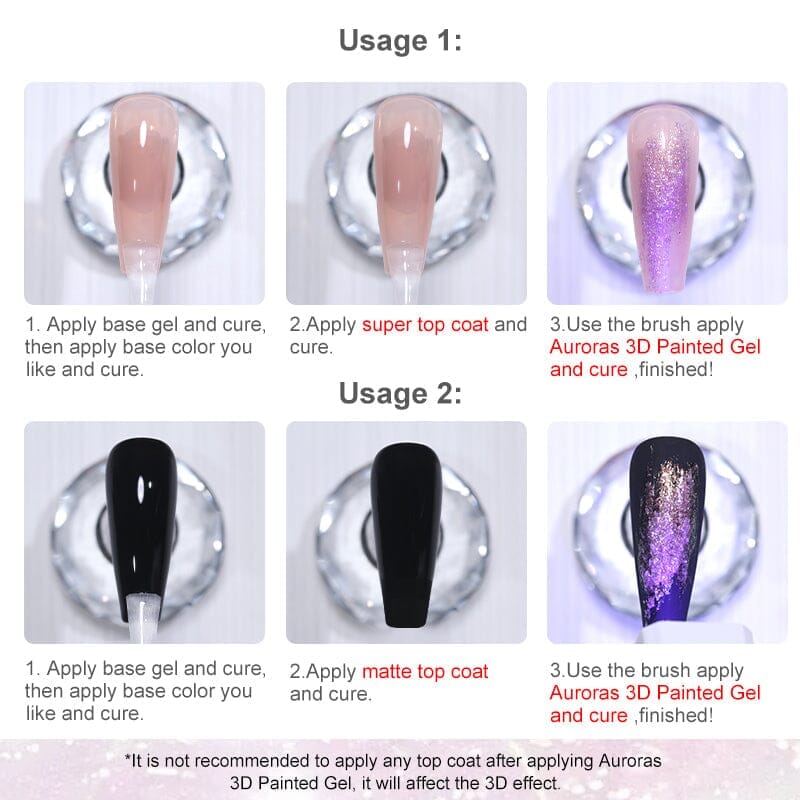 6 Colors Aurora 3D Nail Gel Polish Set - 5ml UV LED Soak Off Gel for Nail Art, Manicure & Pedicure - Perfect for Salon, Home Use & DIY Nail Designs