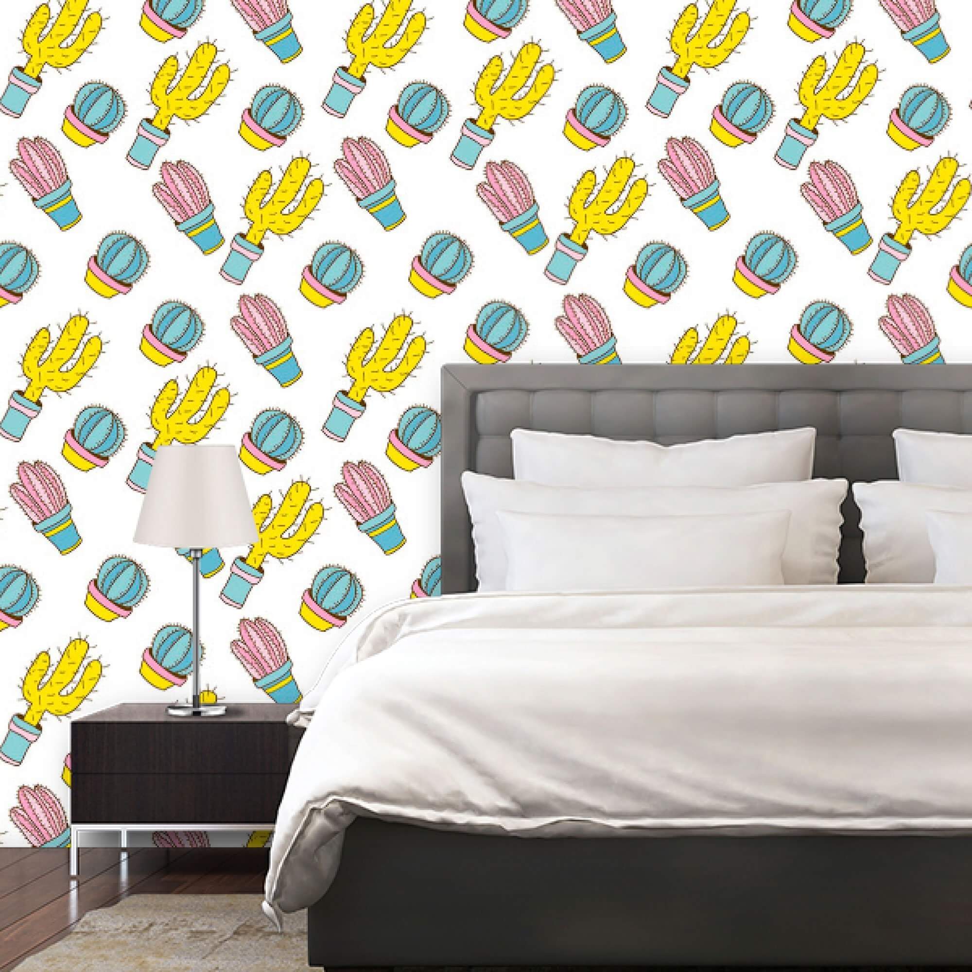 Yellow and Pink Tropical Teens Peel and Stick Removable Wallpaper 3052 - Self-Adhesive Wall Decor for Bedroom, Dorm, Nursery | Easy DIY Installation
