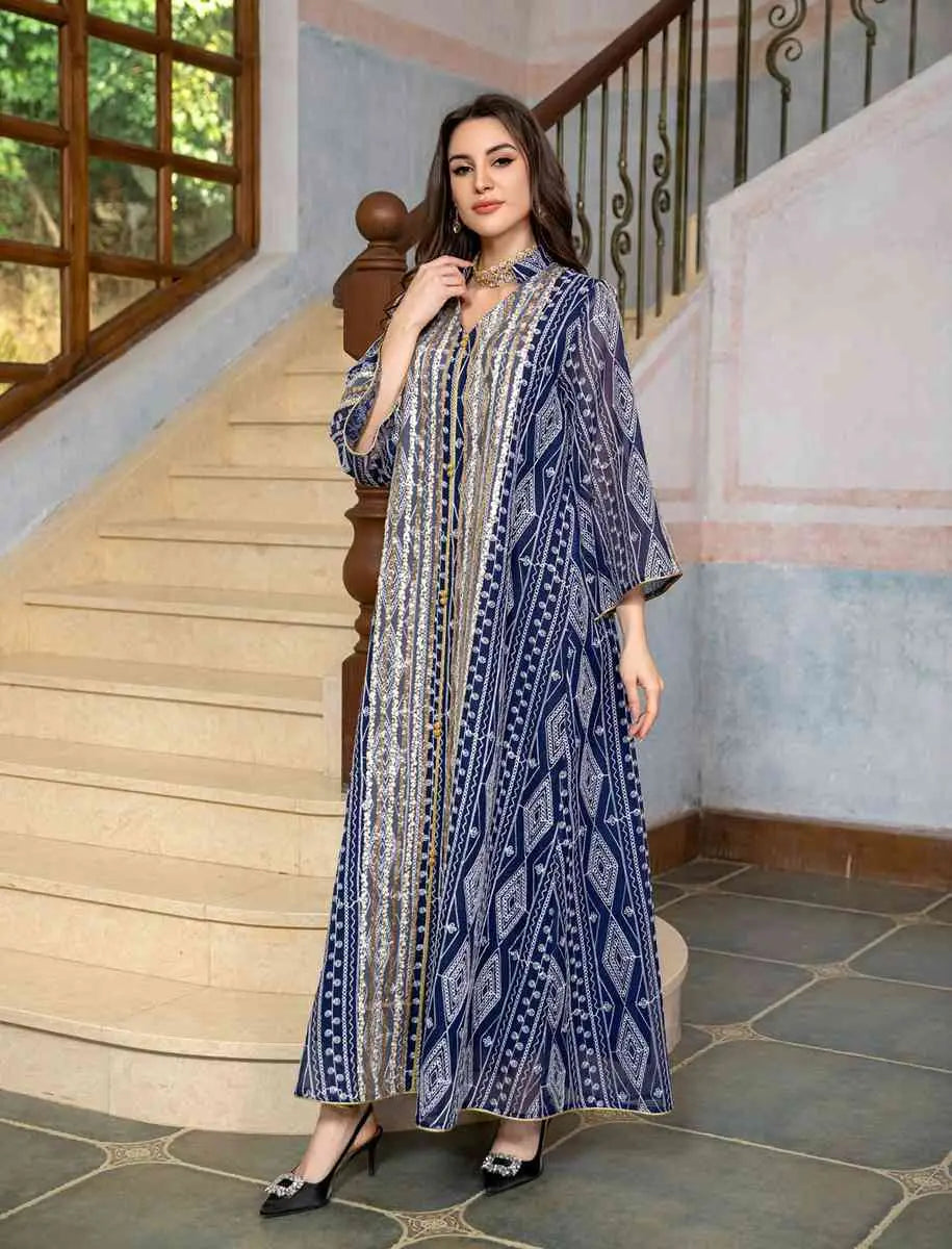 Elegant Eid Dress for Women - Sparkling Sequins & Embroidery Kaftan Caftan - Perfect for Eid Celebrations, Parties, and Special Occasions