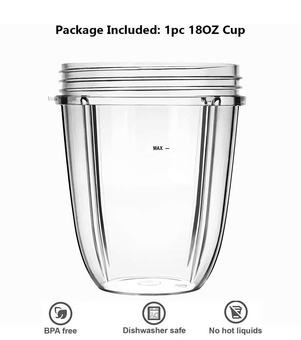 18oz Replacement Cup for Nutribullet Blender 600W/900W/1000W/1200W Series - Durable Blender & Juicer Mixer Accessory - Perfect for Smoothies, Protein Shakes, and Meal Prep